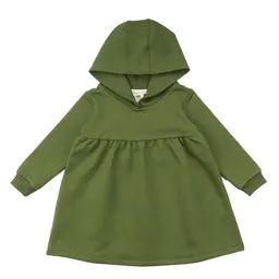 Walkiddy Kinder Kapuzenkleid GOTS zertifiziert, 95% Bio-Baumwolle, grün „Pesto“, Langarm, weich & bequem – Walkiddy – Produktbild 1 von 1