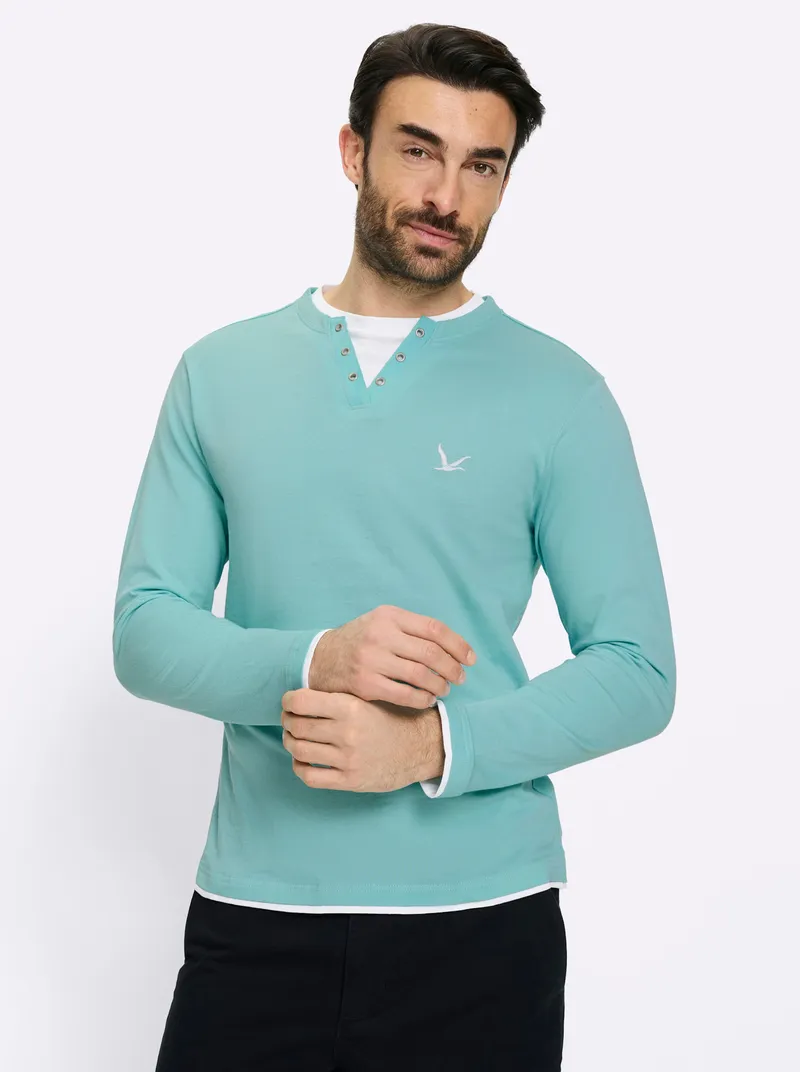 Catamaran Langarmshirt mint + hellgrau, Mint + hellgrau, – Produktbild 2 von 2