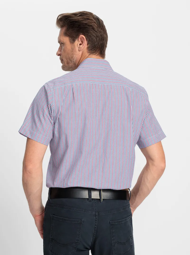marco donati Kurzarmhemd jeansblau-erdbeere-gestreift, Jeansblau-erdbeere-gestreift, – Produktbild 1 von 2
