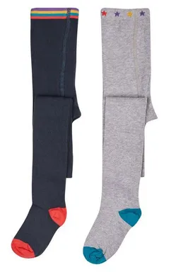 Frugi Frugi Strumpfhosen in Zweierpack in hellgrau und indigo – Produktbild 1 von 1