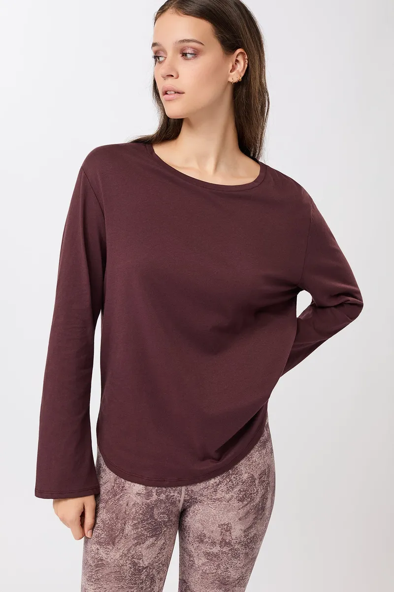 mandala MANDALA Damen vegan Longsleeve Halfmoon Ruby, Violett, – Produktbild 1 von 2