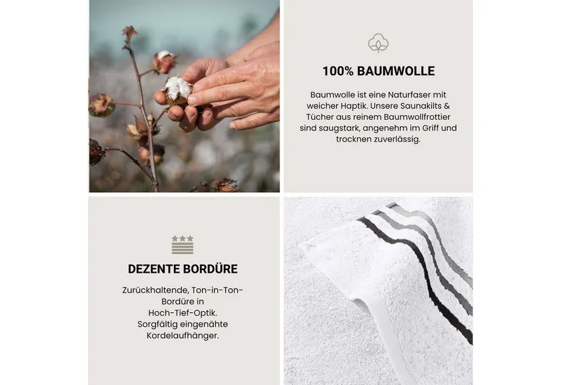 Schiesser Schiesser Handtücher Skyline Color aus 100 % Baumwolle mit eleganter Streifenbordüre, Frottier (Set, 4-St), OEKO-TEX® MADE IN GREEN, Weiß, – Produktbild 4 von 5