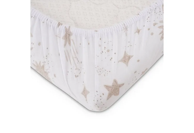 FabiMax Spannbettlaken für Laufgitter, Jersey Bio Baumwolle, Beige|weiß, – Produktbild 2 von 2