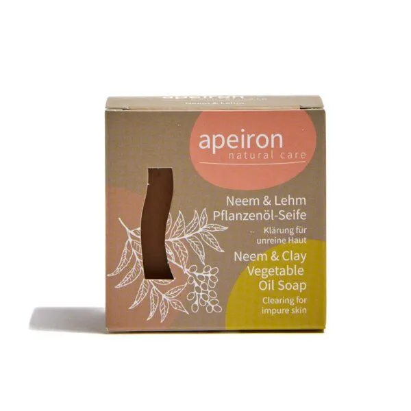 Apeiron Apeiron Pflanzenöl-Seife Neem & Lehm 100g – Produktbild 1 von 4