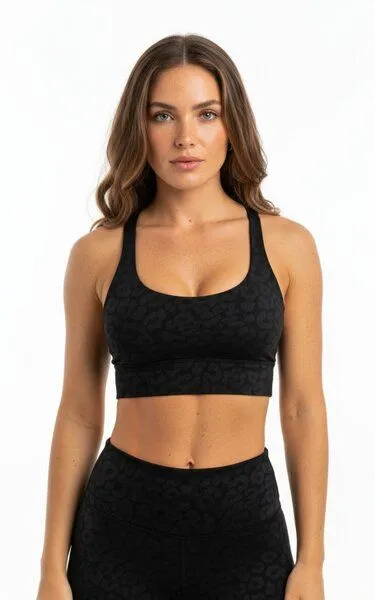 Yoga Hero Yoga Hero Sport BH Leopard ecoNYL mit herausnehmbaren Pads, Grau, – Produktbild 2 von 4