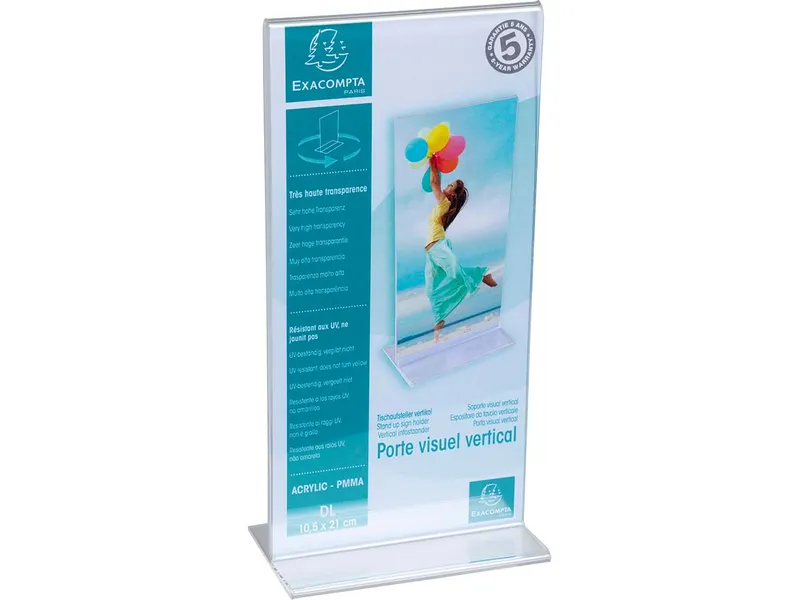 Exacompta Exacompta Tischaufsteller gerade "Exacryl" aus PMMA, vertikal, DIN lang, 10 x 21 cm – Produktbild 1 von 1