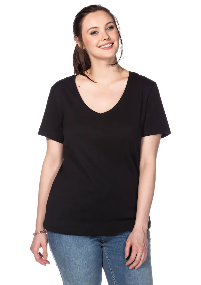 sheego T-Shirt schwarz, Schwarz, – Produktbild 2 von 3