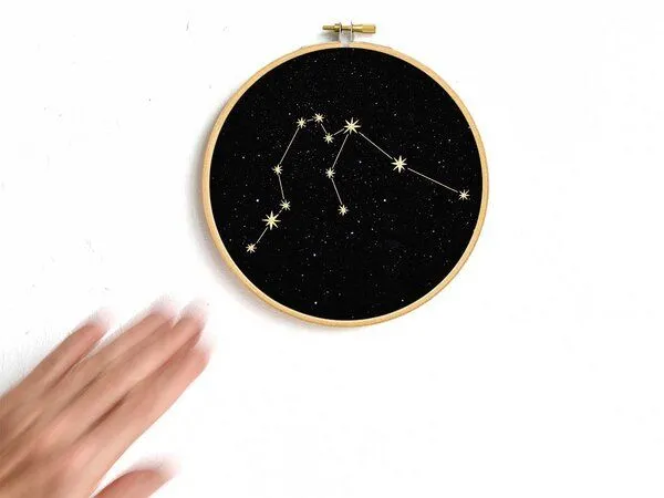 renna deluxe renna deluxe Sternzeichen in Gold als Bild im Stickrahmen – Produktbild 1 von 8