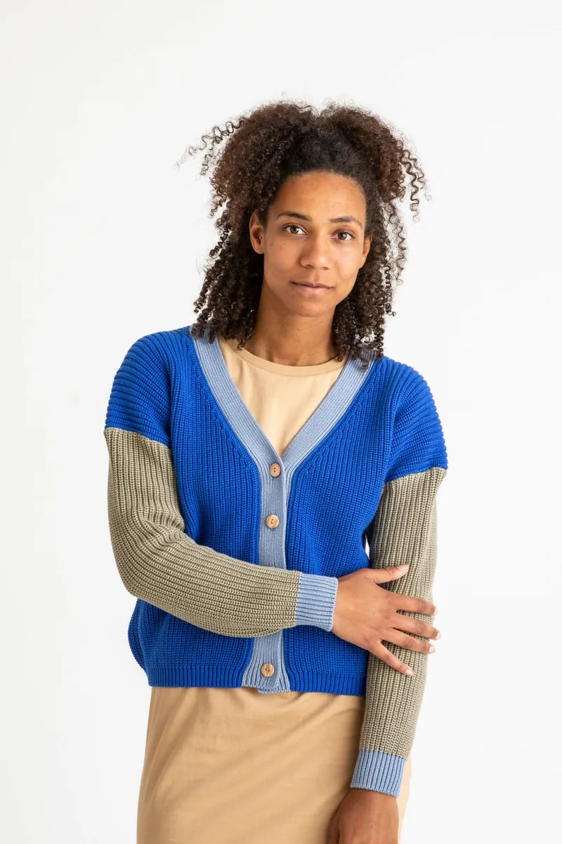 MATONA MATONA Damen vegan Strickjacke Color Block Kobaltblau, Dunkelblau, – Produktbild 2 von 2