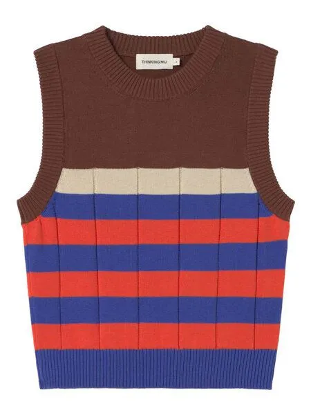 thinking mu thinking mu Damen Weste - Sherry Knitted Vest - aus Baumwolle, Multicolor orange (orange), – Produktbild 1 von 2