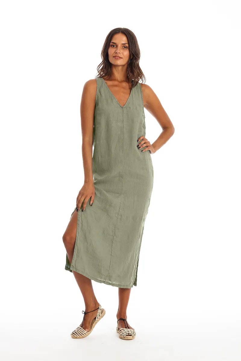 RAVENS VIEW IBIZA RAVENS VIEW IBIZA Damen vegan Kleid Winona Khaki Grün, Grün, – Produktbild 1 von 1