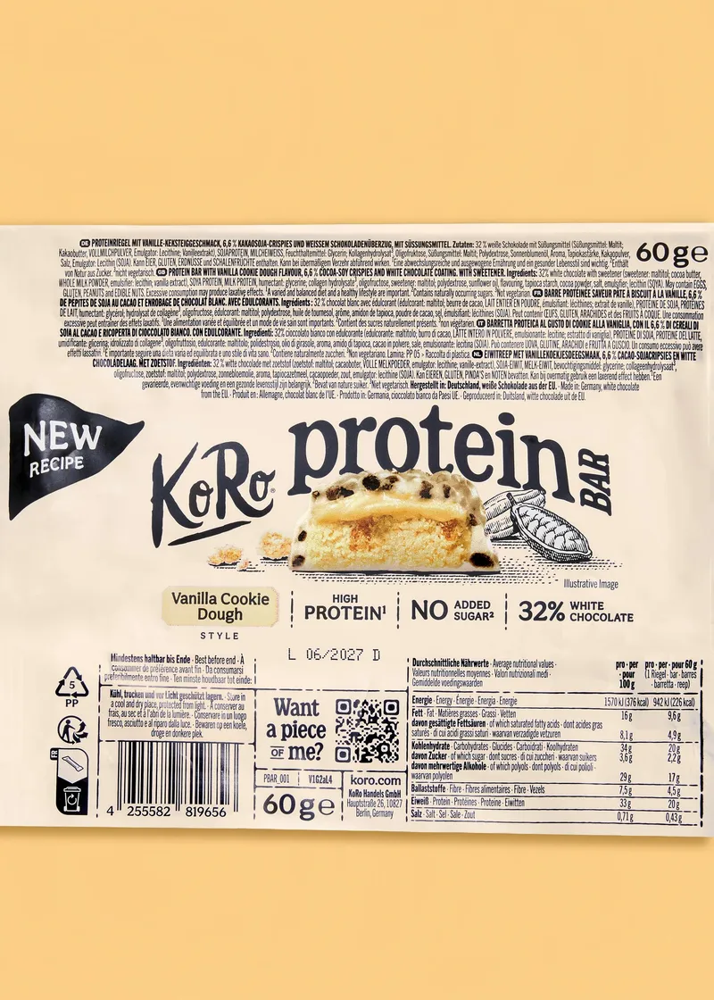 KoRo Crispy Protein Bar Vanilla Cookie Dough Style | 60 g – Produktbild 5 von 5