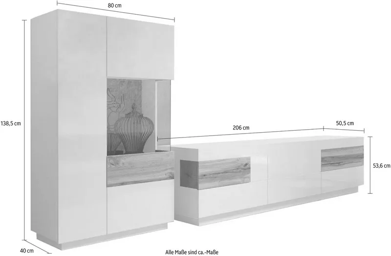 OTTO home Wohnwand Silke, (Set, 2-St), (2-tlg), Weiß, – Produktbild 4 von 4