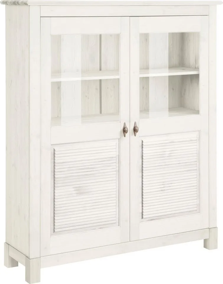 OTTO home Highboard Rauna, Vitrine, Breite 111,6 cm, aus massiver Kiefer, Weiß, – Produktbild 2 von 5
