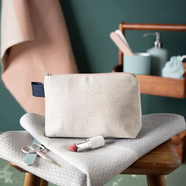 nahtur-design nahtur-design Kosmetiktasche aus 100% Leinen | Kleine Leinentasche, No_11 (blau), – Produktbild 3 von 4