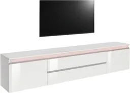 Home affaire Lowboard Magic,Lowboard,TV-Kommode,TV-Möbel,TV-Bank, Hochglanzlackiert, Alugriff, 2 Türen, 2 Schubkästen,B/T/H 240×40×55 cm – Produktbild 1 von 1