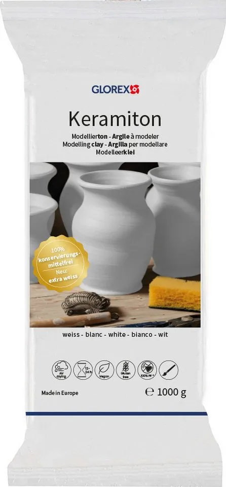 Glorex Glorex Modelliermasse Keramiton, 1000g, Weiß, – Produktbild 2 von 2