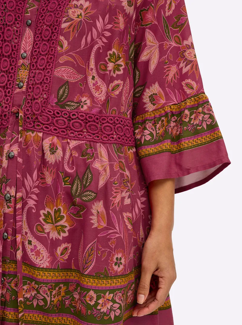 sheego by Joe Browns Volantbluse, Kirsche-flamingo-gemustert, – Produktbild 2 von 2