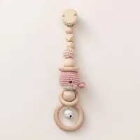 NoniKids Berlin NoniKids Berlin Rasselclip Holz *Glocke Wal* 6 Farben I Bio Baumwollgarn, Rose, – Produktbild 1 von 1
