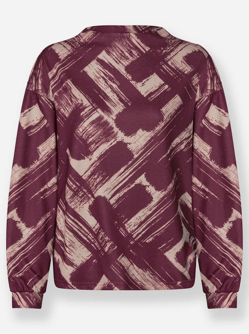 heine Langarmshirt bordeaux-sand-bedruckt, Bordeaux-sand-bedruckt, – Produktbild 1 von 2