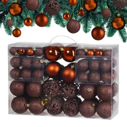 Casaria® Weihnachtskugeln Bronze 100-tlg in matt, glänzend & glitzernd – Produktbild 1 von 1