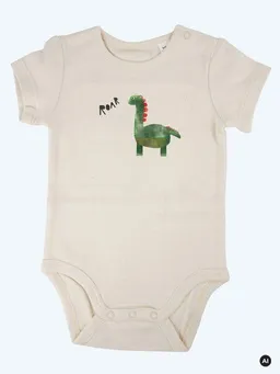 MelaDi MELAdi Kinder Baby-Body aus Biobaumwolle - Dino auf Natural Raw – Produktbild 1 von 1