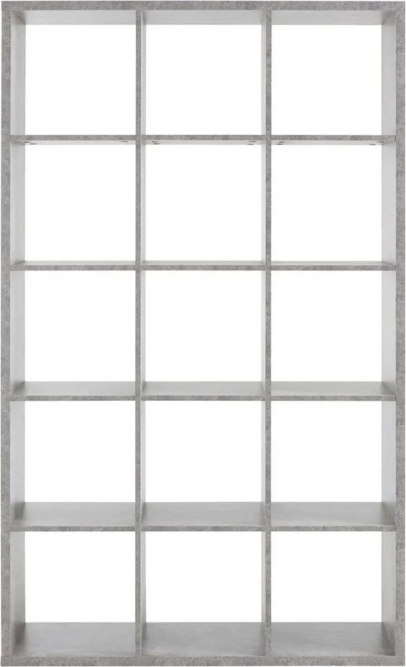 FORTE Standregal Mauro, Raumteiler, sorgt für Stil und Ordnung, 5 Fächer, Jedes Fach ist bis zu 5 kg belastbar, Fachgröße 33x33cm, Grau, – Produktbild 3 von 4