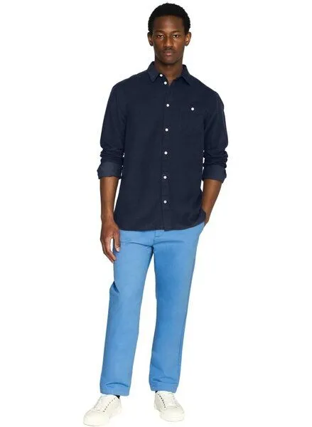 KnowledgeCotton Apparel KnowledgeCotton Apparel Cord Hemd - Baby cord custom fit shirt - aus Bio-Baumwolle, Blau (total eclipse), – Produktbild 4 von 5
