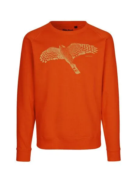 Peaces.bio - handbedruckte Biomode Peaces.bio - handbedruckte Biomode Bio Damen-Sweatshirt Loose Fit Sperber, Orange, – Produktbild 1 von 2