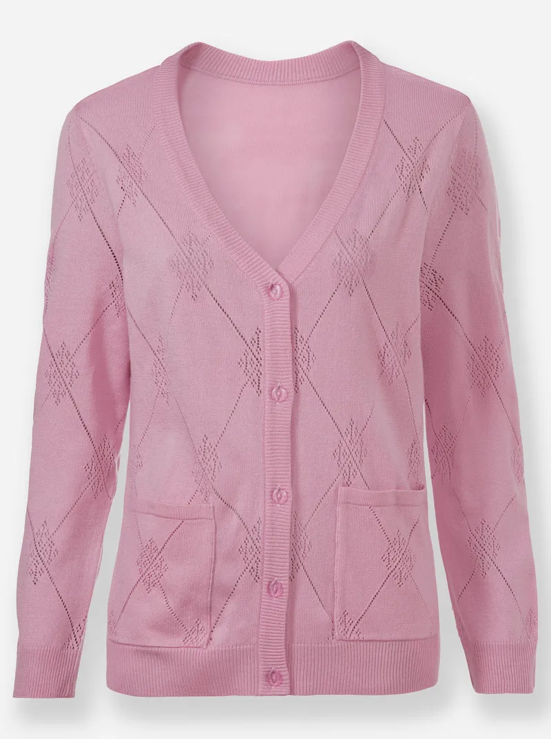 Witt Ajourstrickjacke, Rosé, – Produktbild 2 von 2