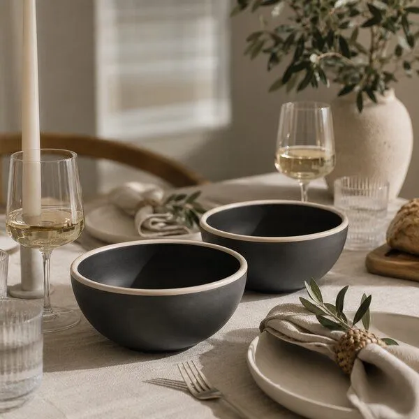 Good To Give Good To Give Keramik Schalen Set aus Steingut, 2er Geschirrset hochgebrannt, Schwarz, – Produktbild 4 von 4