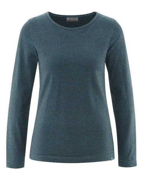 HempAge HempAge Gestreiftes Langarm Shirt Hanf/Biobaumwolle, Black (schwarz), – Produktbild 3 von 4