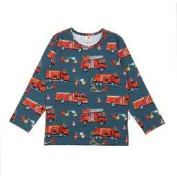 Walkiddy Kinder Langarmshirt Bio-Baumwolle Fire Fighters, GOTS-zertifiziert – Walkiddy, weicher Jersey mit Feuerwehr-Allover – Produktbild 1 von 1