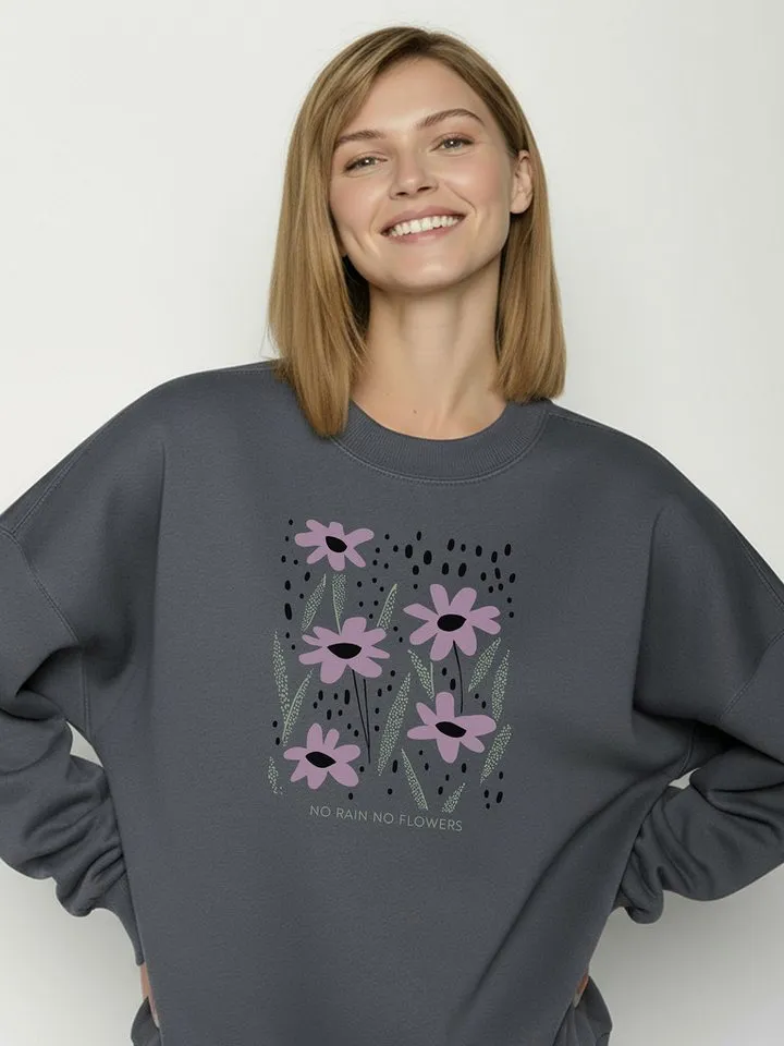 GreenBomb GreenBomb Sweatshirt Core No Rain (1) 100% Organic Cotton, GOTS, weit geschnitten, Rundhals, Grau, – Produktbild 2 von 5