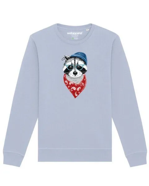 watapparel watapparel Sweatshirt Unisex Waschbär, Serene blue, – Produktbild 1 von 3