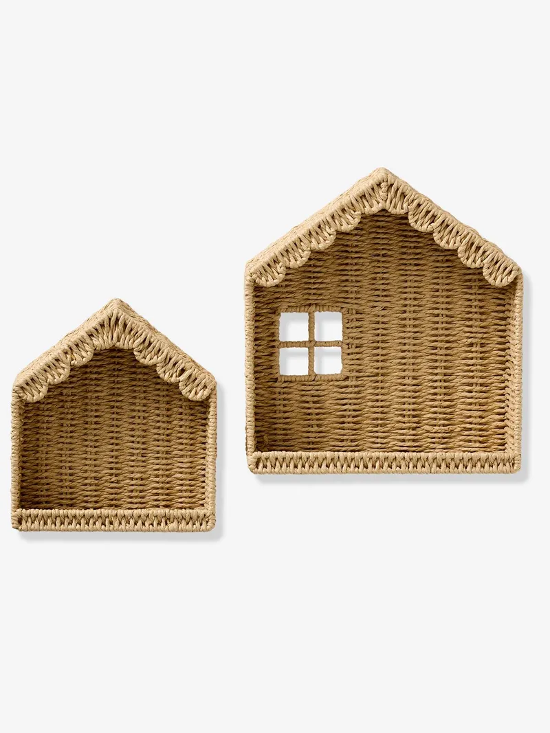 Vertbaudet 2er-Set Deko-Wandregale HAUS aus Papierkordel Kinderzimmer, Beige, – Produktbild 3 von 4