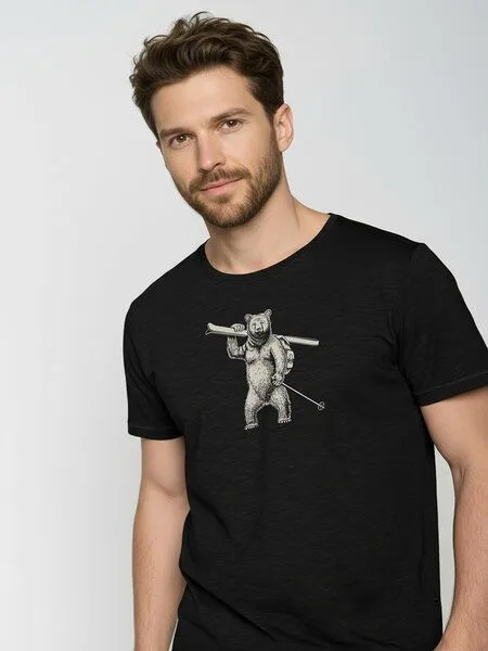 GreenBomb GREENBOMB Ski Bear Spice - Sportliches T-Shirt aus Bio-Baumwolle / hochwertiger Print / GOTS / Fair & Vegan, Schwarz (schwarz), – Produktbild 2 von 4