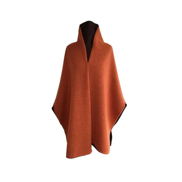 austriandesign.at austriandesign.at MantelCape reversibel aus extrafeiner Merinowolle, Rotbraun/orange, – Produktbild 3 von 3