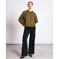 JAN N JUNE JAN N JUNE RELAXED CREWNECK CARDIGAN SIVIA GOTS, Green, – Produktbild 1 von 1