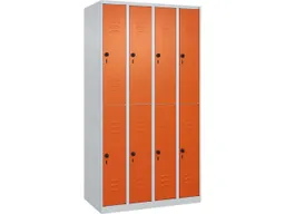 C+P C+P Doppelstock-Spind Classic PLUS, 8 Fächer, 1850x1000x500mm, Lichtgrau/Reinorange – Produktbild 1 von 1