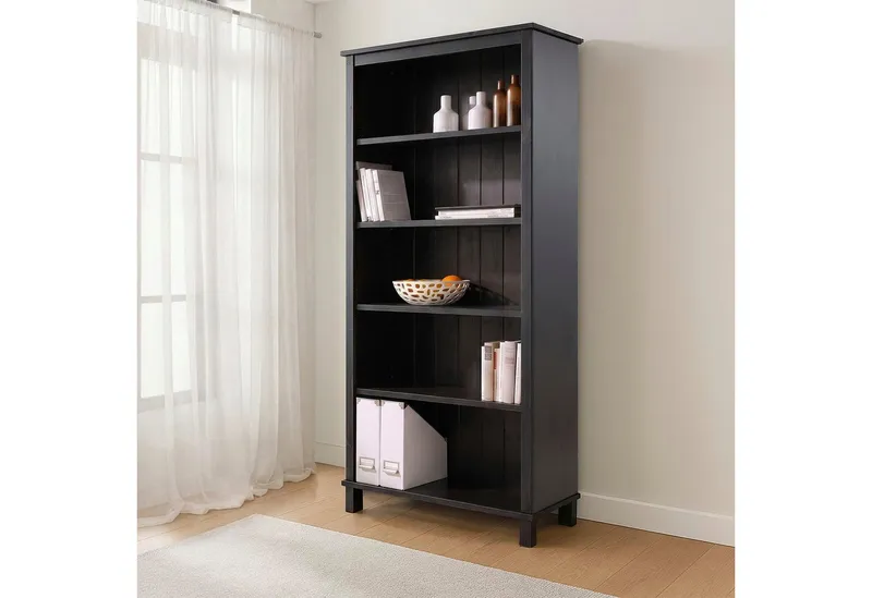 OTTO home Regal Pivo Bücherregal mit 4 verstellbaren Einlegeböden, aus massivem Kiefernholz, 5 Fächer, mit einer natürlichen Maserung, Braun, – Produktbild 1 von 5