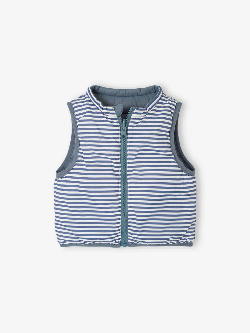 Vertbaudet Wendbare Baby Steppweste mit Reißverschluss, Graublau, – Produktbild 4 von 4
