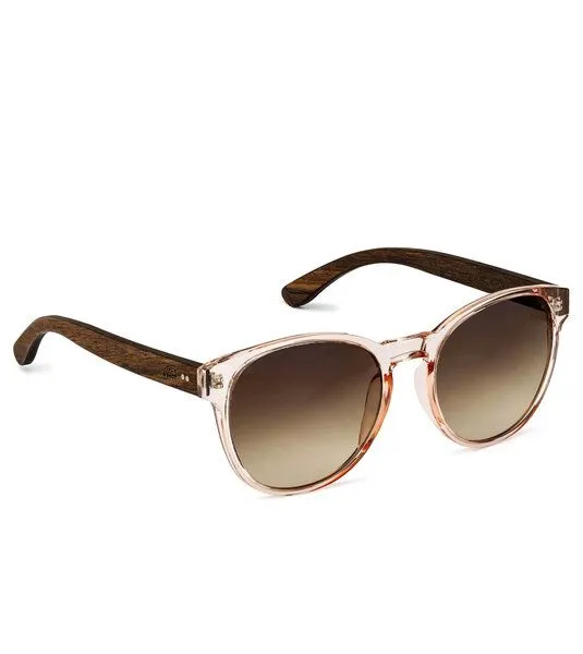 TAKE A SHOT TAKE A SHOT Große Runde Sonnenbrille aus Holz für Damen, Rosa (rosé / walnuss / braun), – Produktbild 2 von 4