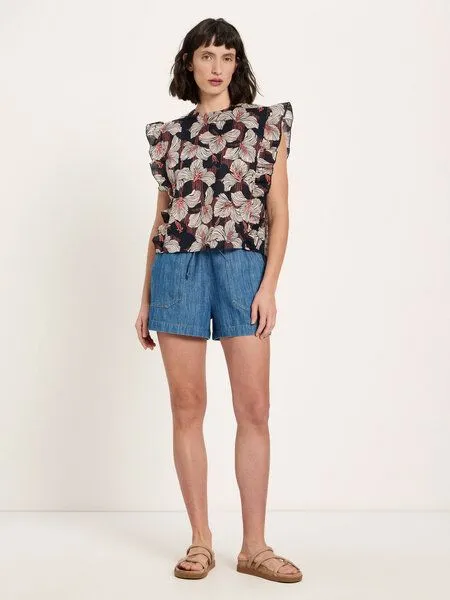 LANIUS LANIUS Kurzarm-Bluse print bloom, Onyx, – Produktbild 4 von 4