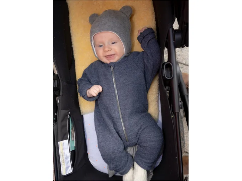 Pickapooh Pickapooh Baby und Kinder Mütze mit Öhrchen Bio-Merinowolle Fleece grau Gr. 48, Grau, – Produktbild 2 von 2