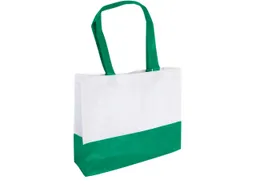 PP-Shopping-Taschen, weiß/grün 38x29x10 mit zwei Henkeln – Produktbild 1 von 1
