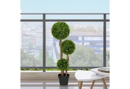 HOMCOM Kunstpflanze Künstliche Pflanze wie echt, Kunstbaum mit 3 Kugeln für Wohnzimmer Buchsbaum, Bambus, HOMCOM, Höhe 110 cm, UV-beständig, im Topf, pflegeleicht – Produktbild 1 von 1