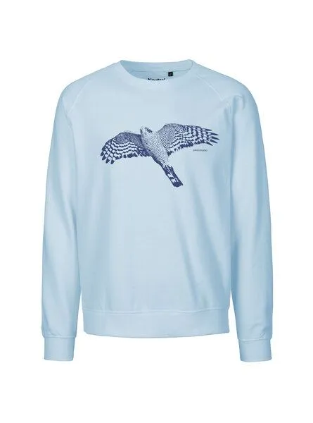 Peaces.bio - handbedruckte Biomode Peaces.bio - handbedruckte Biomode Bio Herren-Sweatshirt Sperber, Hellblau, – Produktbild 1 von 2