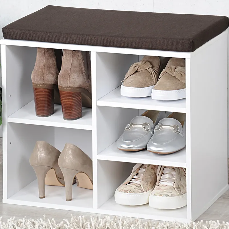 Kesper Schuhschrank mit Sitzkissen, 5 Fächer, Weiss, – Produktbild 2 von 4