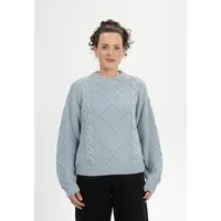 MELA MELA Zopfmuster Strickpullover Style SAMAIRA aus 100% Bio-Baumwolle, Cloudy blue, – Produktbild 1 von 1
